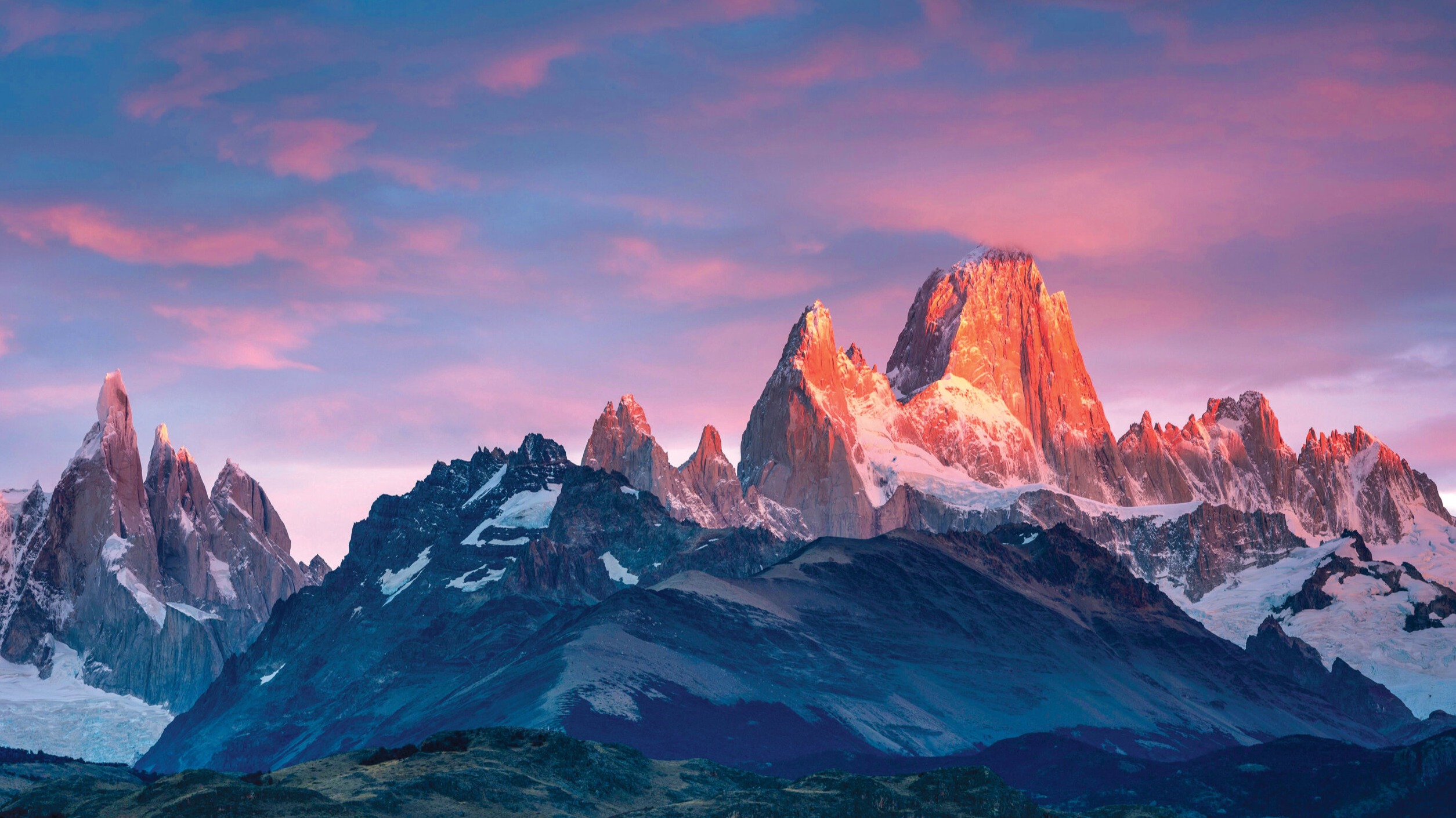 View of Fitz Roy peaks in Patagonia